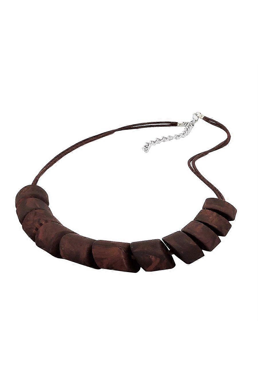 Necklace Slanted Beads Brown Marbled - Gl02313