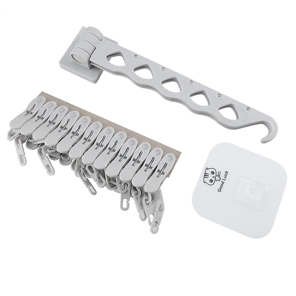 Free Punching Wall Hanging Drying Rack Folding Clothes Rack Bathroom Socks Storage Rack(Gray)