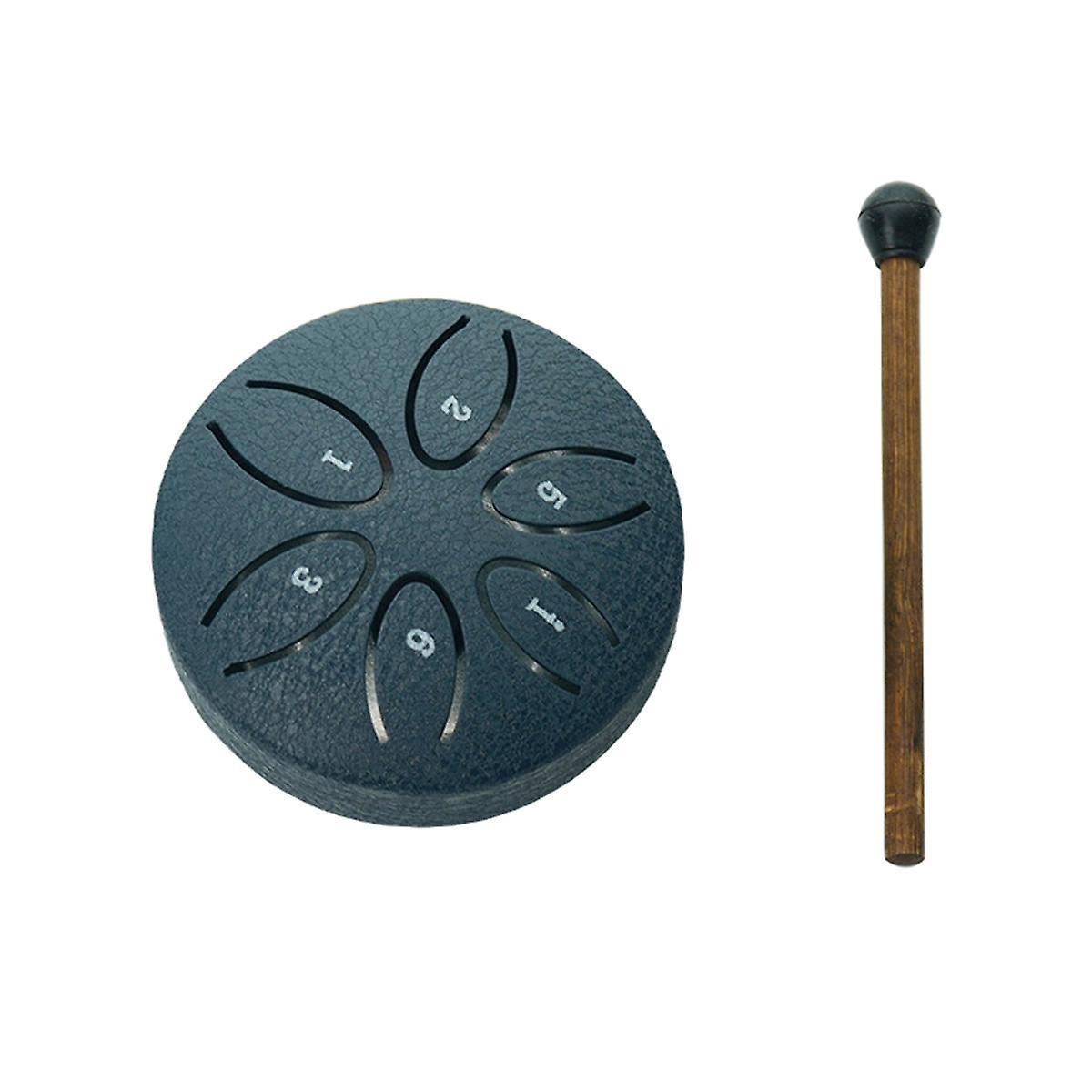 Rain Drum for Outside, Steel Tongue Drum 6 Notes 3 Inches Chakra Tank Drum Steel Percussion Padded Mallets Navy Blue