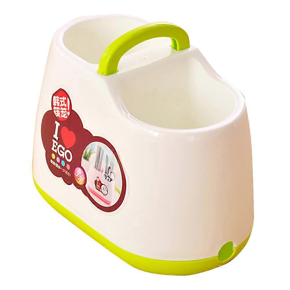 Tableware Storage Organizer Holder Box Drying Rack for Kitchen Tools with a Handle(Green)