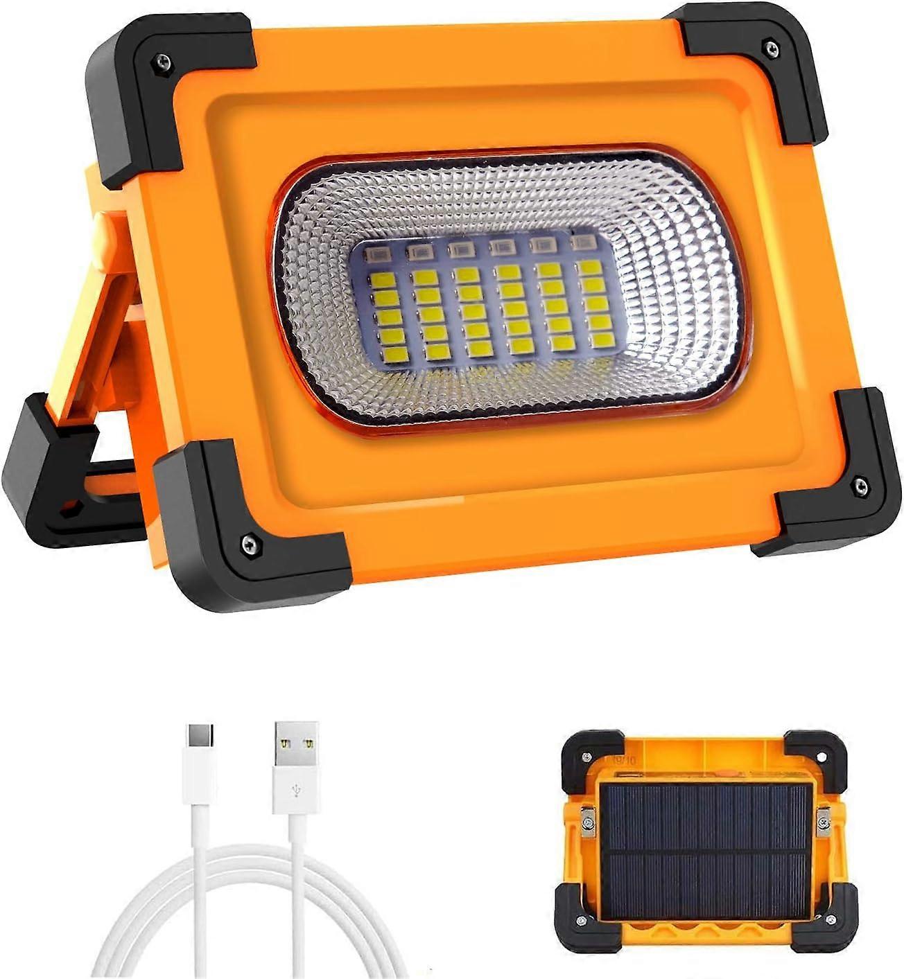 Rechargeable LED Floodlight 60W 3000 Lumens Work Light with 9000mAh Battery & 4 Modes Solar Panel Portable Lantern Outdoor Floodlight for Camping, DIY