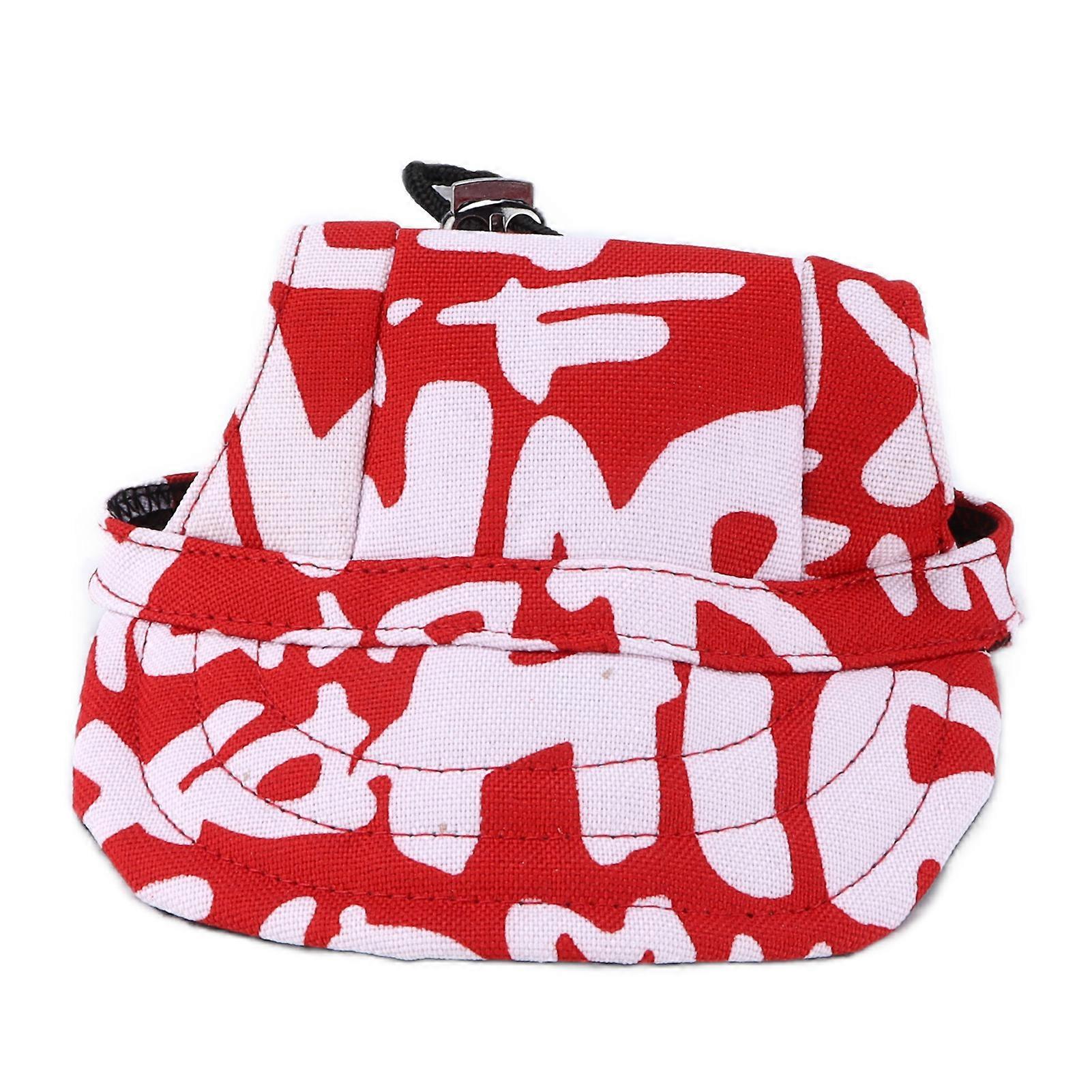 犬の野球帽調節可能な犬のサンバイザーアウトドアスポーツ日焼け止め野球帽耳穴付き赤アルファベットXL