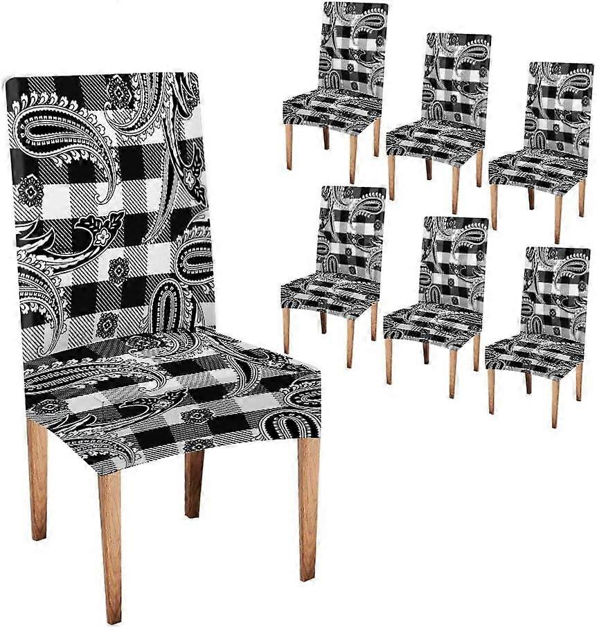 أغطية كراسي غرفة الطعام البوهيمية الأزهار مجموعة من 6 ألوان مائية باللون الأزرق الداكن والأحمر مخطط بعلم الولايات المتحدة الأمريكية تمتد دنة كرسي المطبخ أغطية قابلة للإزالة Wa