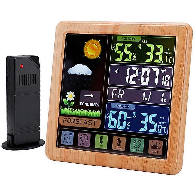Wireless weather clock, multifunctional colour screen clock, home touch-screen thermometer and hygrometer alarm clock