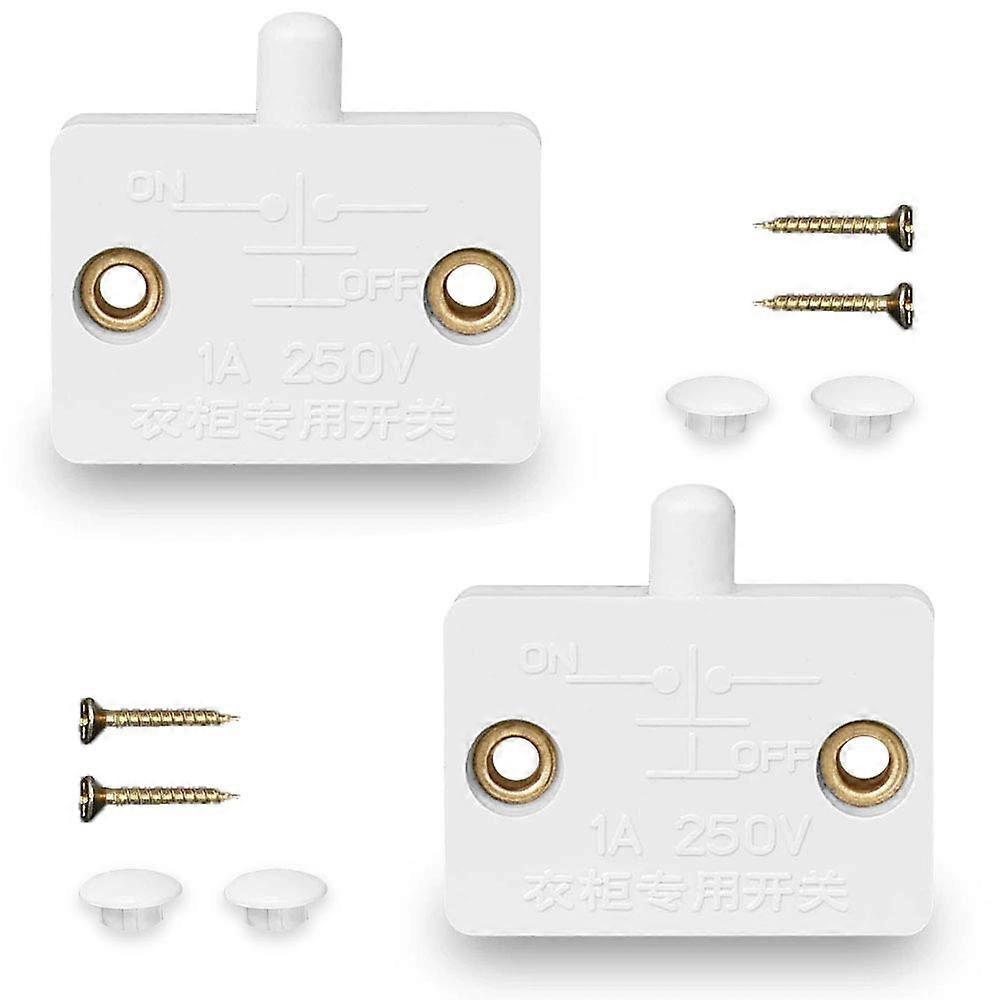 2 db Porte D'armoire Interrupteur Automatique 1A 250V Lampe de Placard Interrupteurs (Blanc)