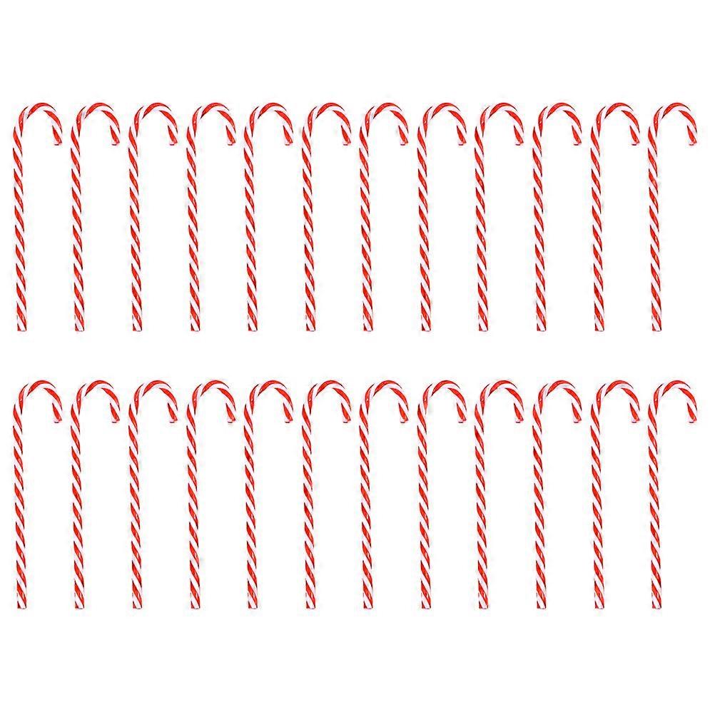 24PCS Practical Christmas Decoration Props Classical Walking Stick Shape Decor Tool(Red and White)