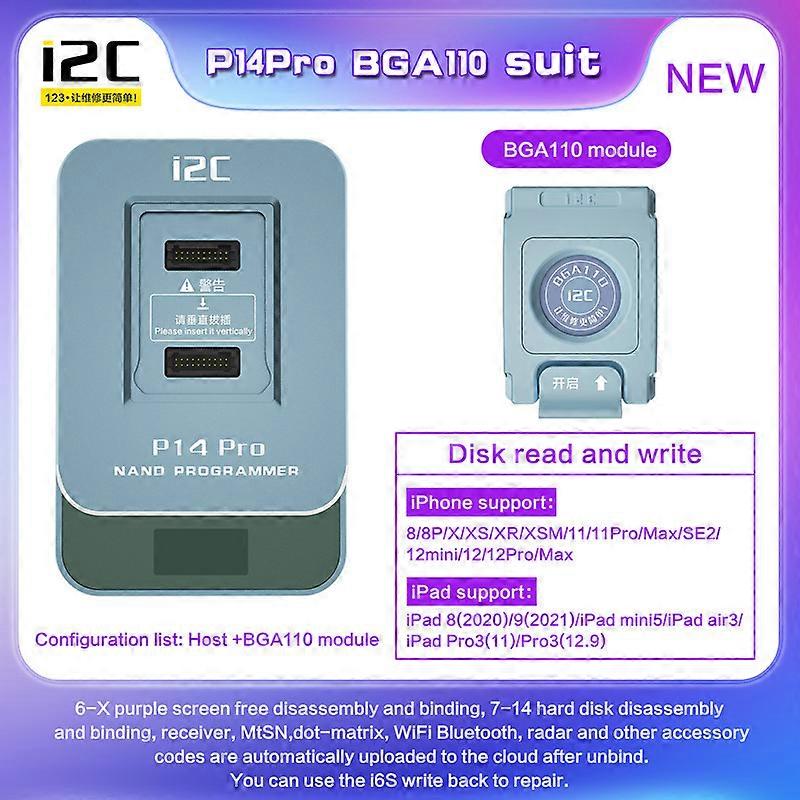 I2C P14Pro Hårddisk Reparationsenhet BGA60 BGA70 BGA110 Programmerare för telefon 5-13-serien SYSCFG Data Modification & Write Tool