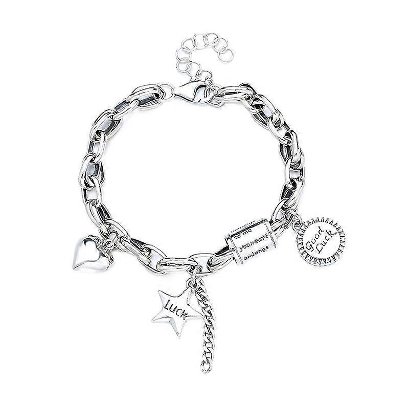 prata esterlina coreano ins estilo estrela tassel amor sorte multi elemento pulseira da moda