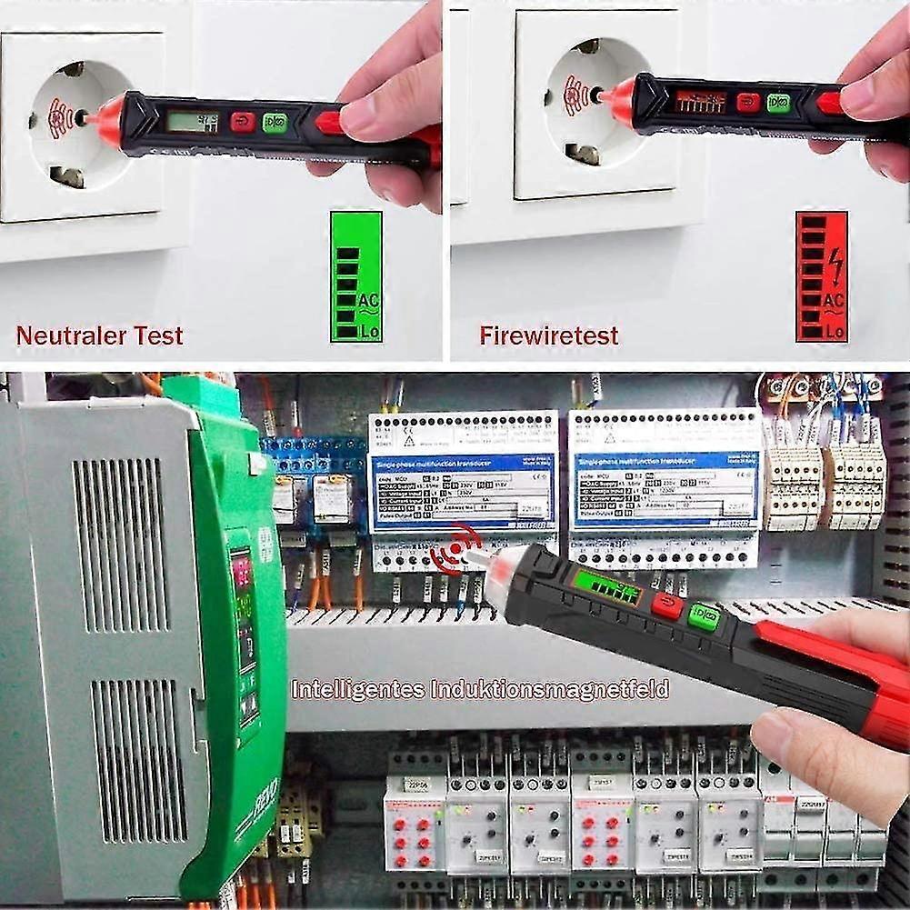 Non-contact Voltage Detector,with Adjustable Sensitivity 12v/48v-1000v, Lcd Display, Led Flashlight