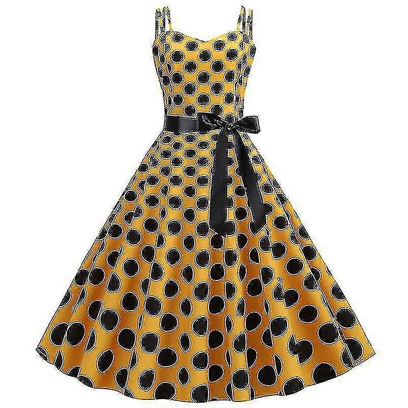 Kadın Vintage Polka Noktaları 1950'ler 60'lar Rockabilly Pinup Hepburn Elbise Kokteyl Partisi Salıncak Patenci Slip Elbiseler
