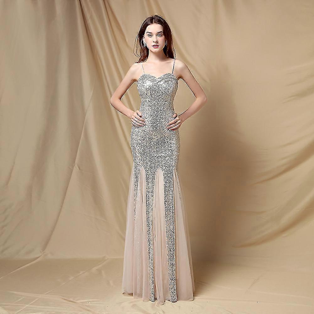 Women's Sleeveless Sequin Evening Prom Formal Mermaid Gowns