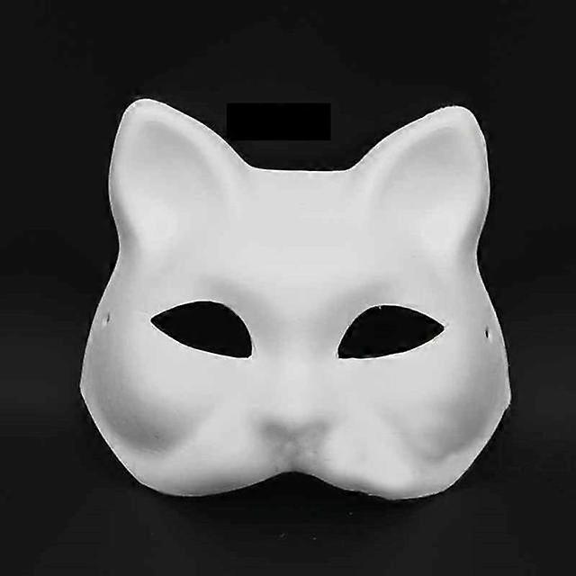 5/10pcs Unpainted Masquerade Masks Blank Paper Masks Halloween Cat Masks Party Cosplay Pulp Masquerade Mask For Halloween Decor