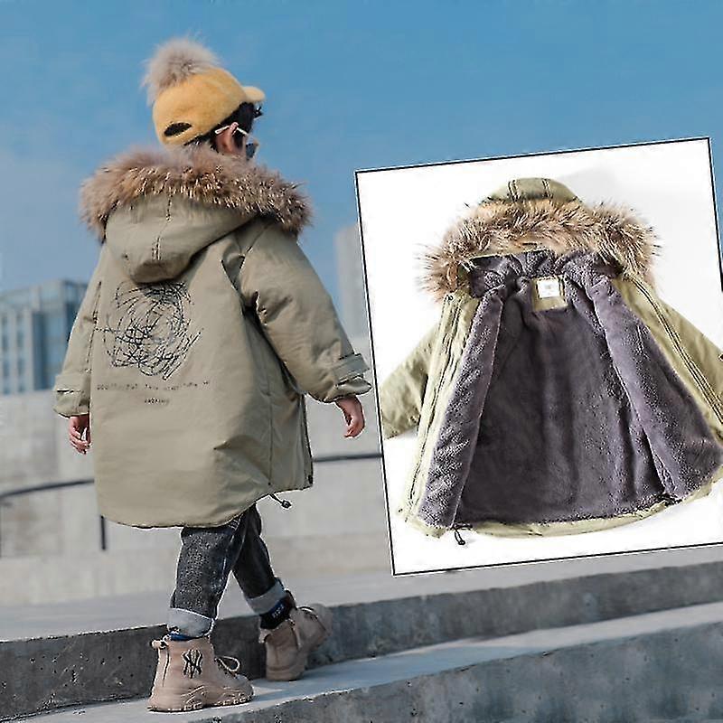 Hiver Garçons Rembourré Parka Manteaux Fourrure Sweated Warm Kids Thick Jackets Outerwear A051