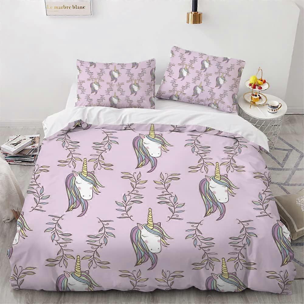 Barnsängkläder cm Unicorn Påslakan Tecknad Häst Sängkläder Mikrofiber Sängkläder + 2 örngott