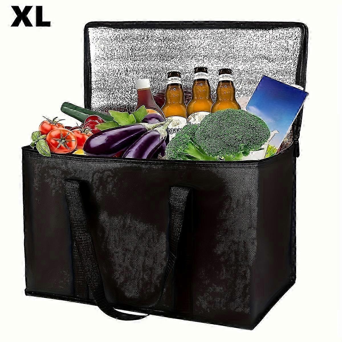 XL / حقيبة معزولة كبيرة ، تحافظ على الطعام ساخنا وباردا لساعات ، حمل بقالة قابلة لإعادة الاستخدام ، حقيبة تبريد ناعمة ، سحاب خفيف الوزن وقوي