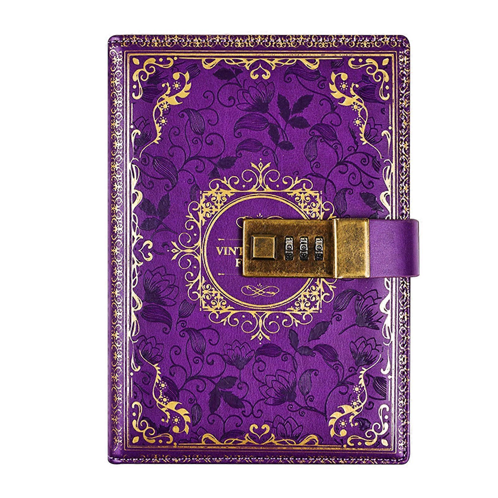 B6ロックジャーナルノートブック日記防水ヴィンテージヨーロピアンペンスロットPUカバー女性学生用秘密のリボンブックマーク