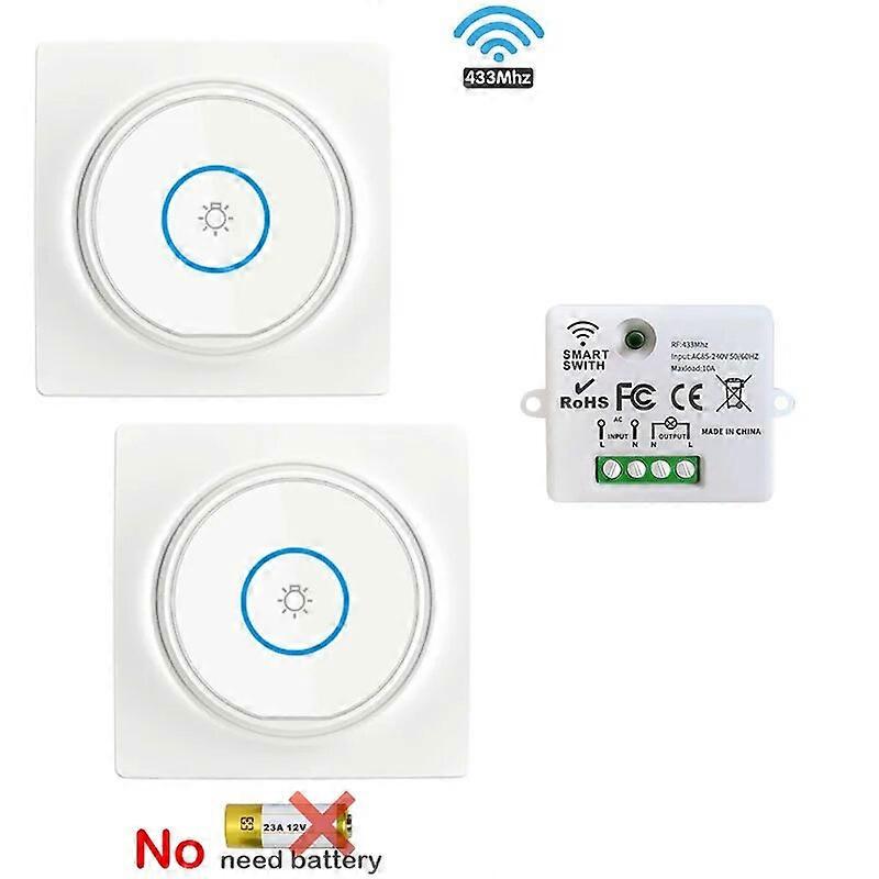 Wireless Smart Light Switch Self Power Push Button Switch with No Need Battery 220V Mini Receiver Remote Control for Light Fan