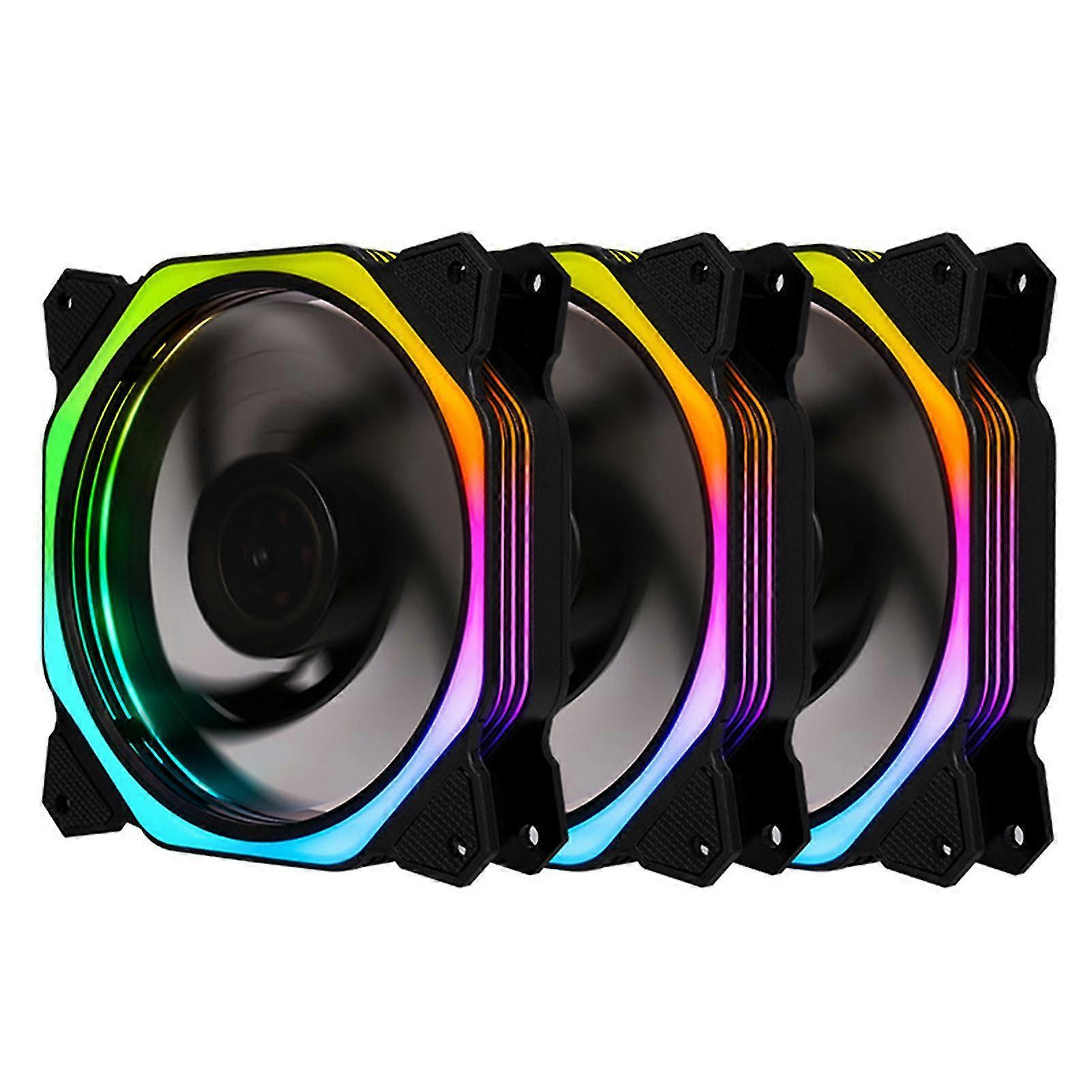 3pcs Accessories CPU Noise Cancealling Home Office Case RGB Light Computer Fan
