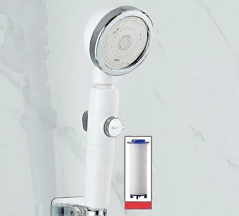 Portable Pressurized Bathroom Water Purification Shower Nozzle (white Round Head Full Function Filter)