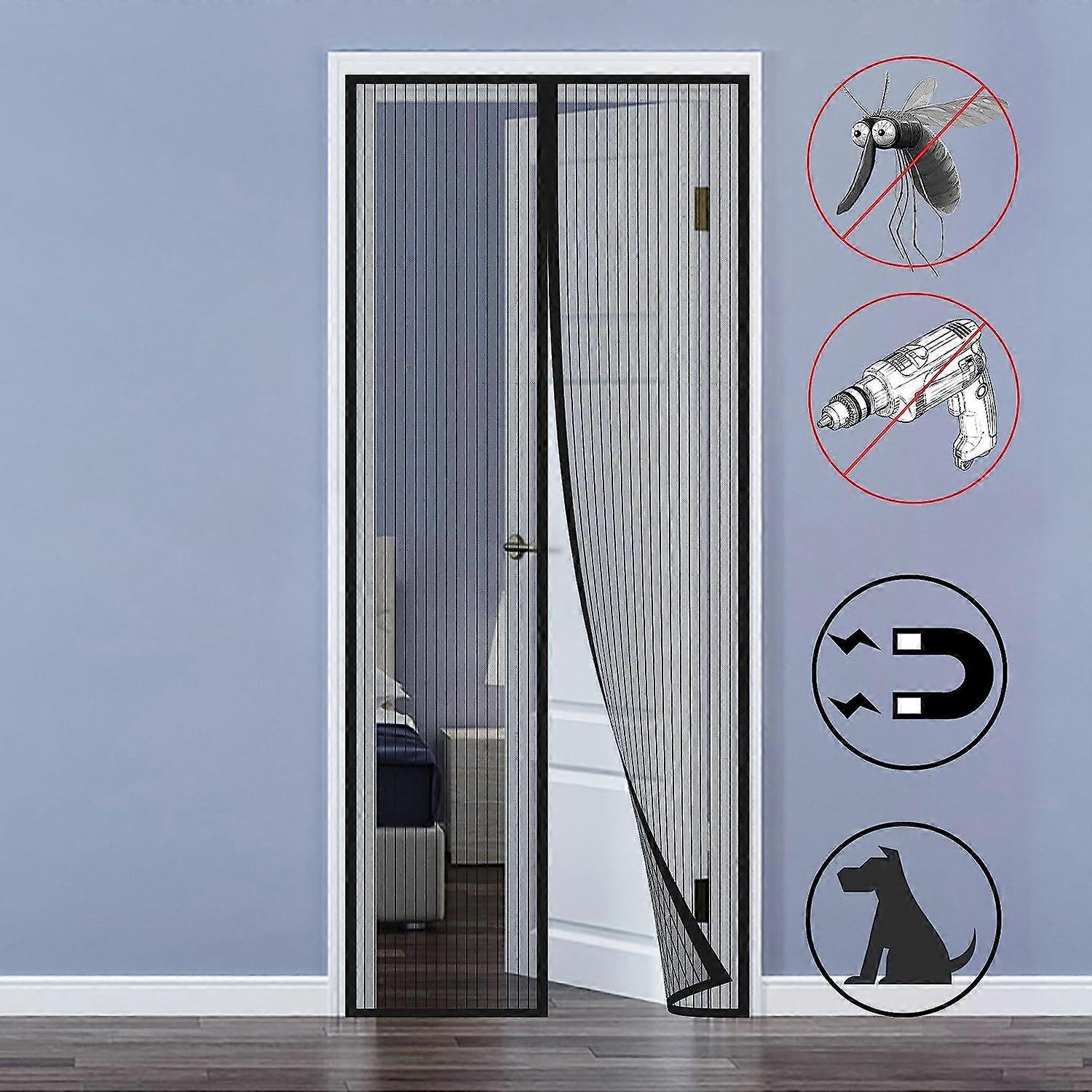 Magnetic mosquito net 120x250cm anti-fly curtain customized door without drilling door for interior entrance /Patio/ sliding door, black