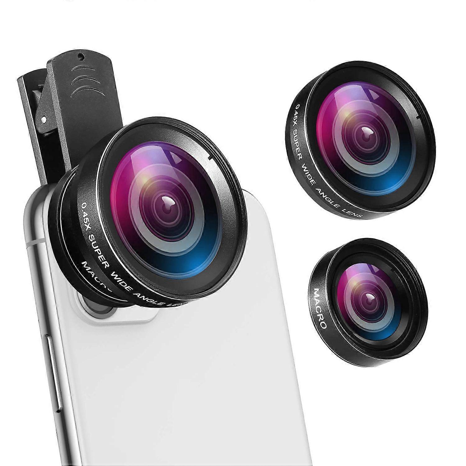 Phone Camera Lens, 0.45X Super Wide Angle Lens, 12.5X Macro Lens