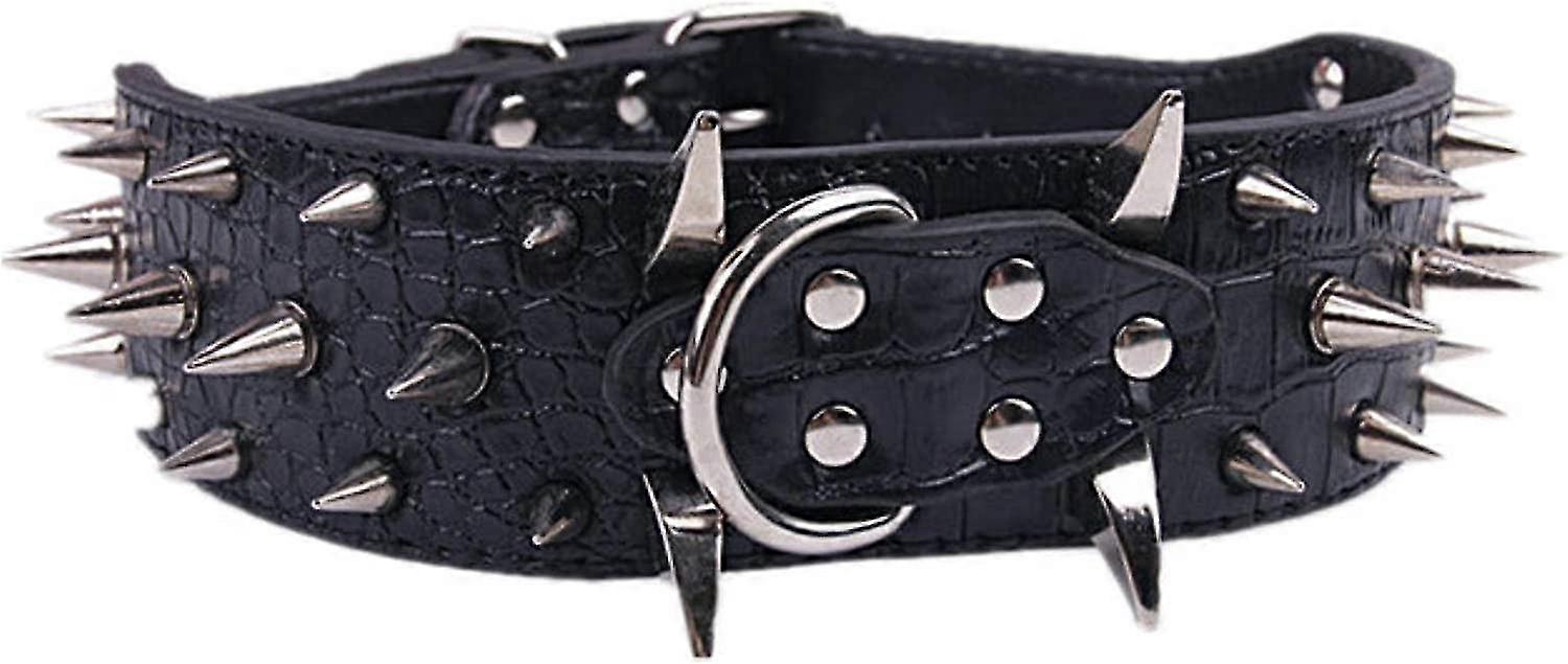 Pu Leather Studded Dog Collar Anti-bite Collar(length:61cm Width:5cm)