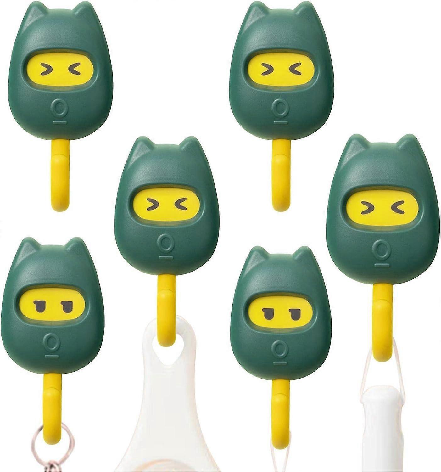 Set of 6 green pretty hook, multifunctional glue hook for back door, wall glue hook