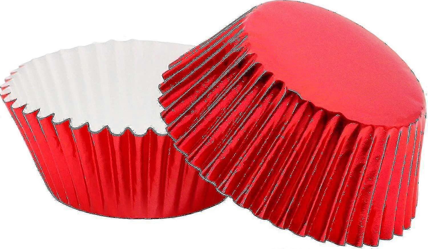 200 Pcs Standard Sized Foil Cupcake Liners Baking Cups (red)