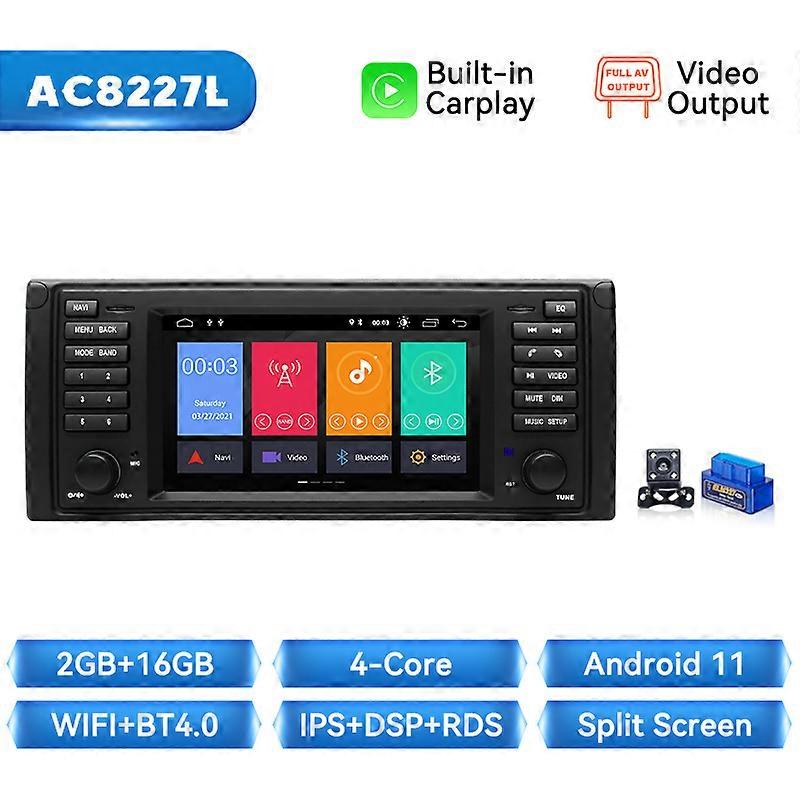 128GB Wireles Carplay 7 pouces Android 11 Autoradio Multimédia Pour 5 Série E39 X5 E53 M5 1996-2003 Navigation RDS Stéréo GPS