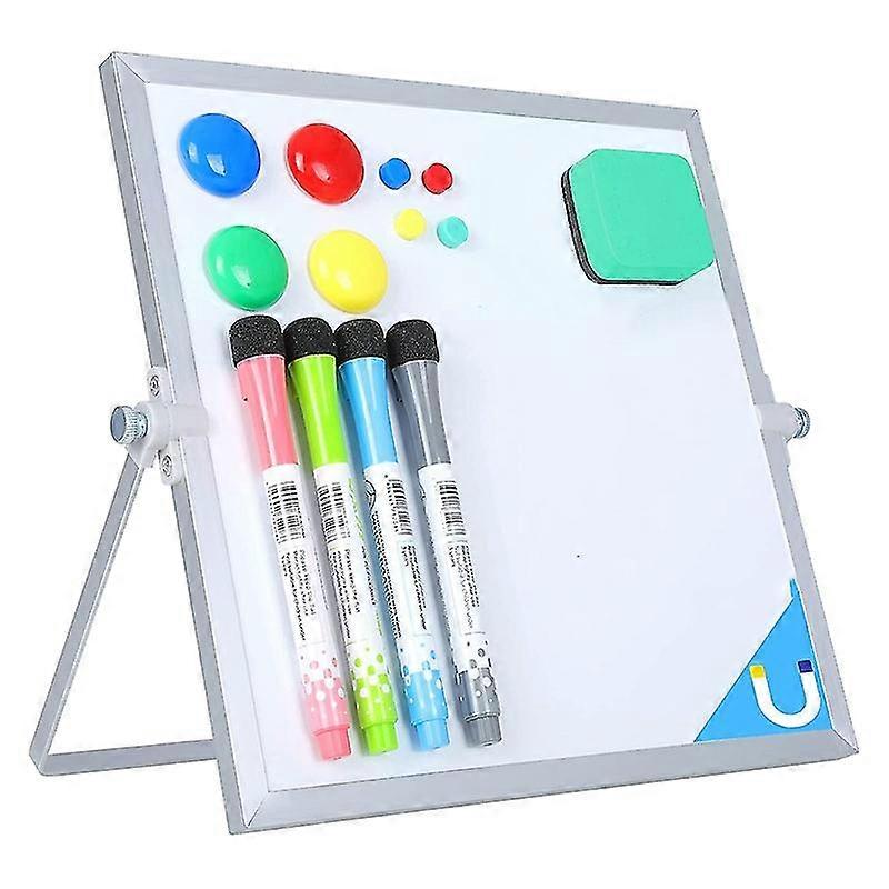 White Board,10x10 Inch Double Sided Magnetic Dry Erase Board,4 Markers,8 Magnets and 1 Eraser,Porta