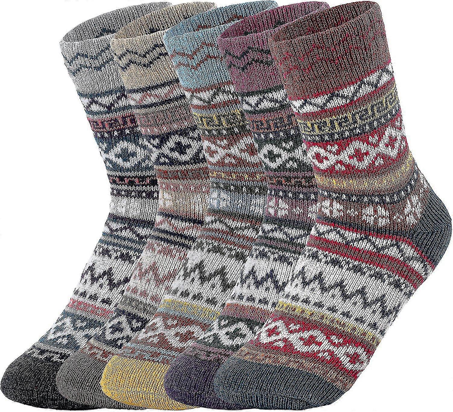 5 paires - Confortable et chaud pour les femmes, chaussettes d'hiver vintage pour femmes, Super