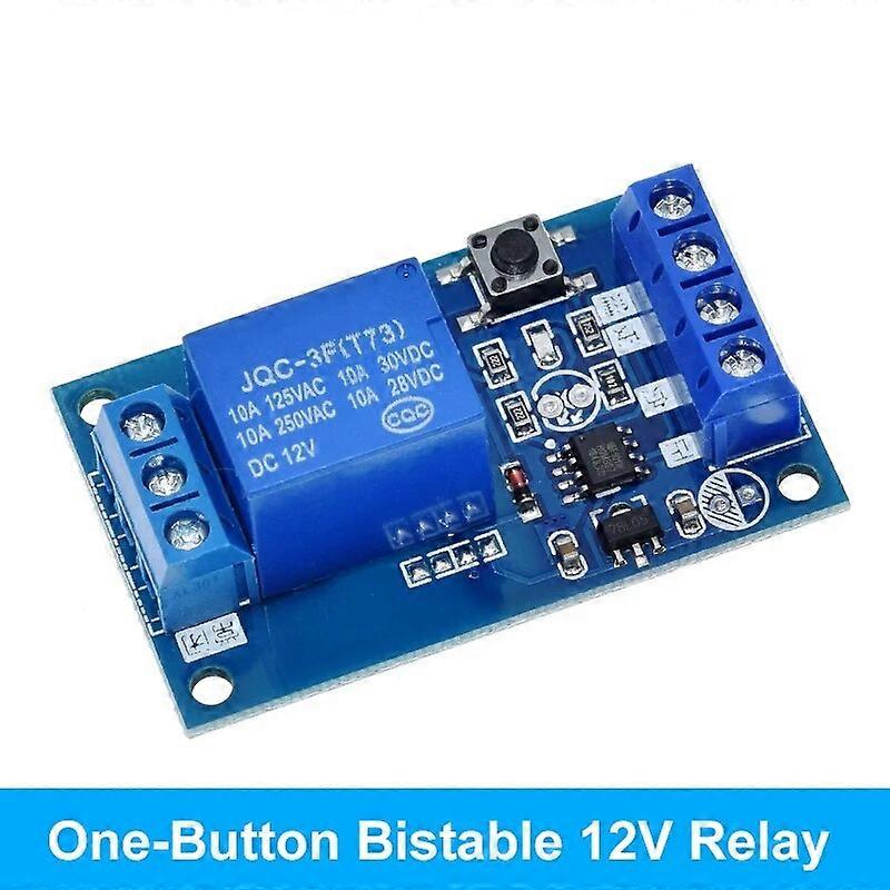 Module de relais bisstable à bouton de liaison unique 5V 12V Interrupteur autobloquant de démarrage et d’arrêt de voiture modifié Une clé pour Arduino