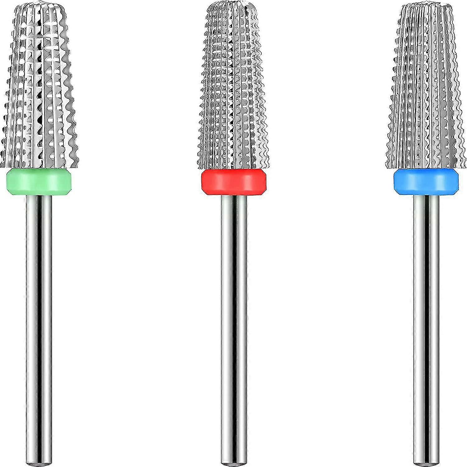 3 Pieces Nail Carbide 5 In 1 Bit, Nail Drill Bits Set-2 Way Rotate Use For Both Left To Right Handed, 3/32 Inch Shank Size Drill Machine For Fast Remo