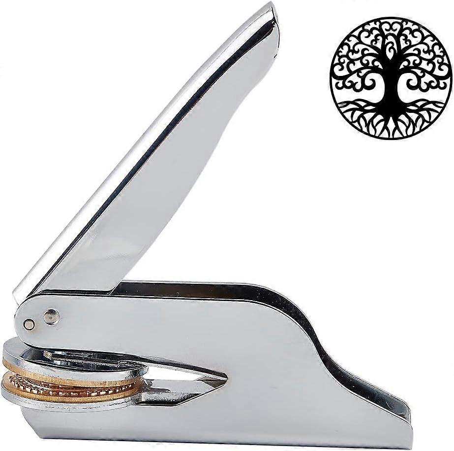 Tree of Life Embosser Seal Stamp Stainless Steel Hand Held Books Library Embossing Sealing Stamp Teacher Ex Libris Notary for Official Graducation Boo