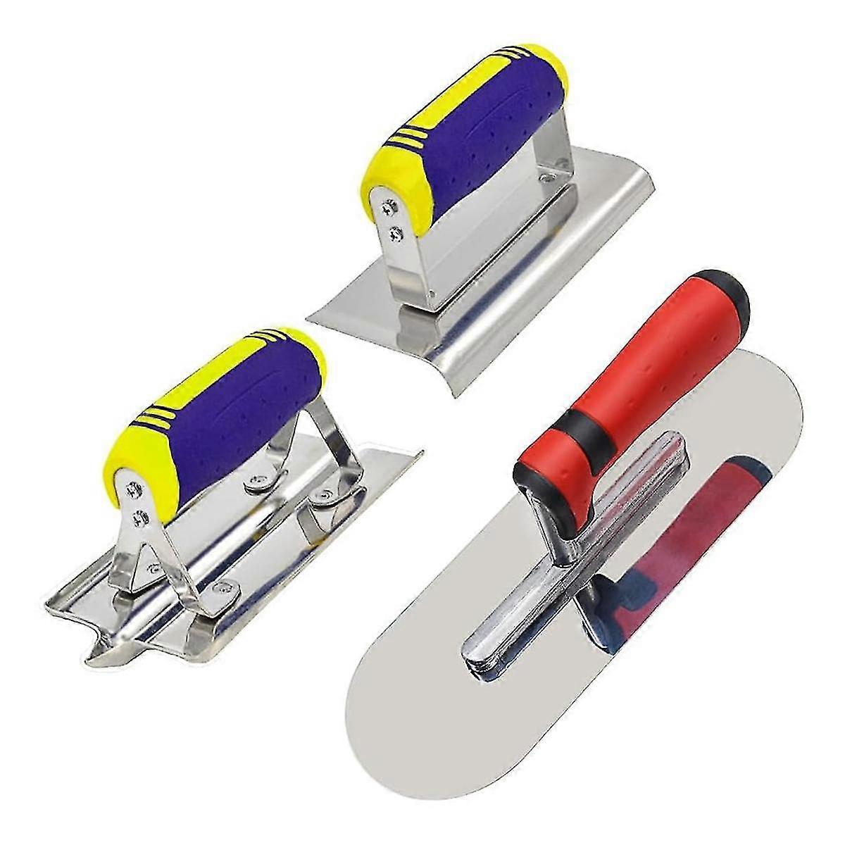 Cazzuola in acciaio inox Concrete Edger and Groover Tools Set Stucco Cemento Kit di finitura Muratura Con