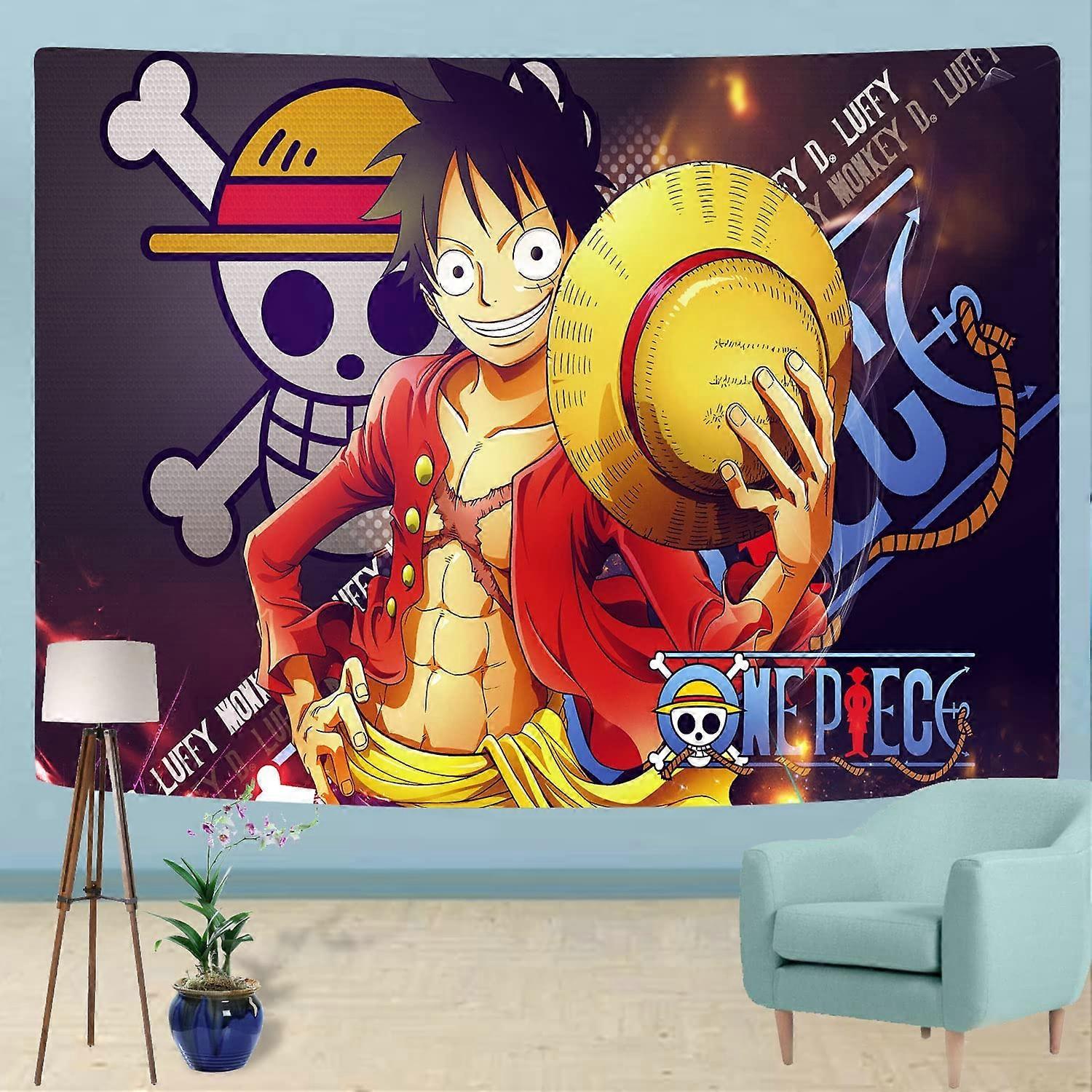 Baicccf Anime One Piece Luffy Tapestry Wall Hanging Backdrop Party Banner Decoration 60X80in