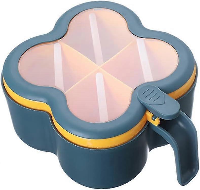 Blue Multi-Grid Seasoning Box With Storage Boot Potted Seasoning Spoon Container Salt Shaker Saline Spice Container