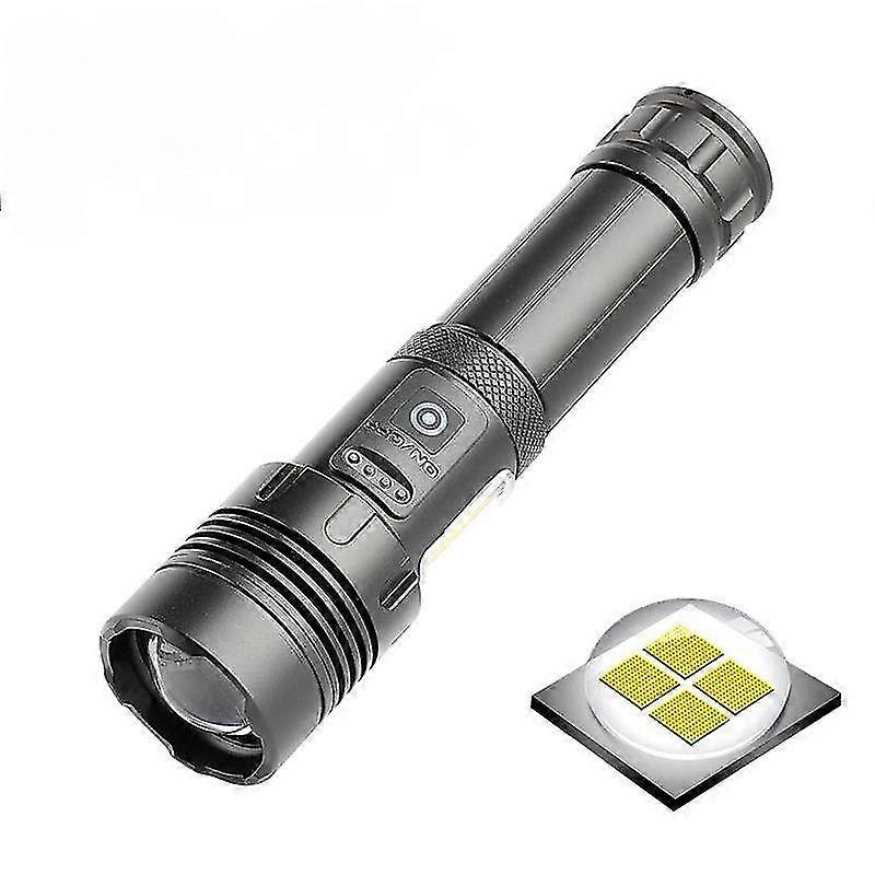 Outdoor Emergency LED Flashlight, USB Rechargeable, Zoom, Multi-Function P70