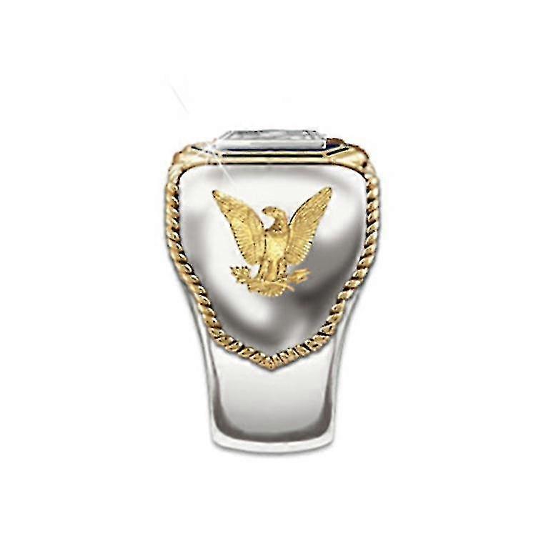Gold Eagle Irregular Square Ring - Fashion Eagle Irregular Square Two Tone Ring
