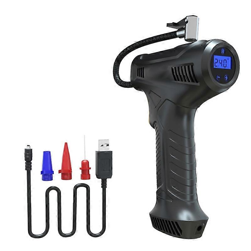 Tire Inflator for Motorcycle Cordless/Wired Digital Air Pump with LED Light