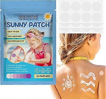 Waterproof 24 Pack UV Sun Stickers Sunscreen,UV Detection Reminder UV Patch,100% New