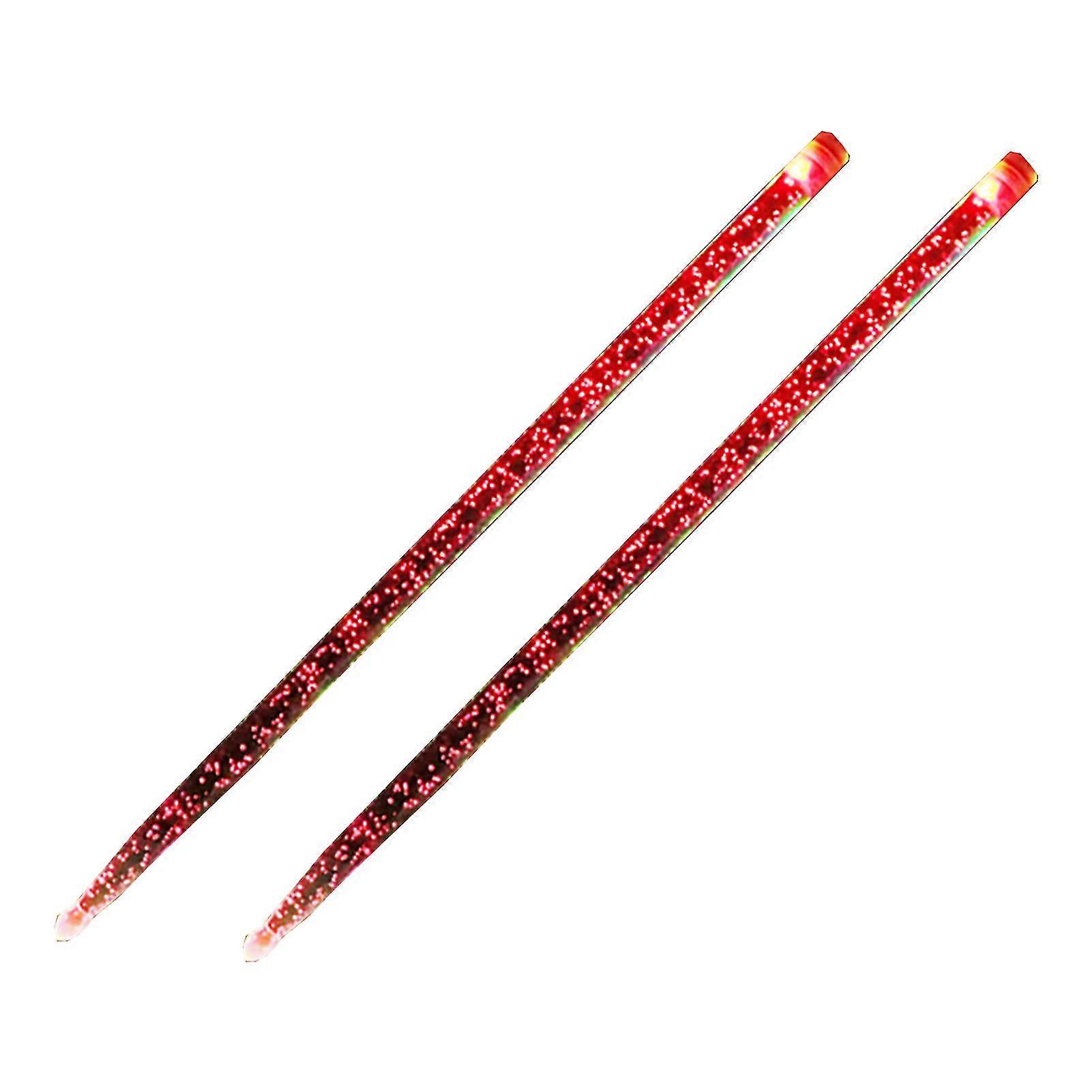1 Pair Drum Sticks Luminous Teardrop-shaped Head Acrylic Environmental Protection Drumstick For SchoolRed