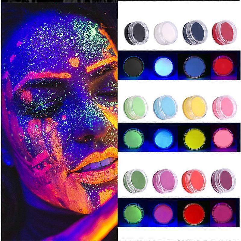 Glow UV Blacklight Face Paint 12 Bright Color Neon Fluorescent Painting