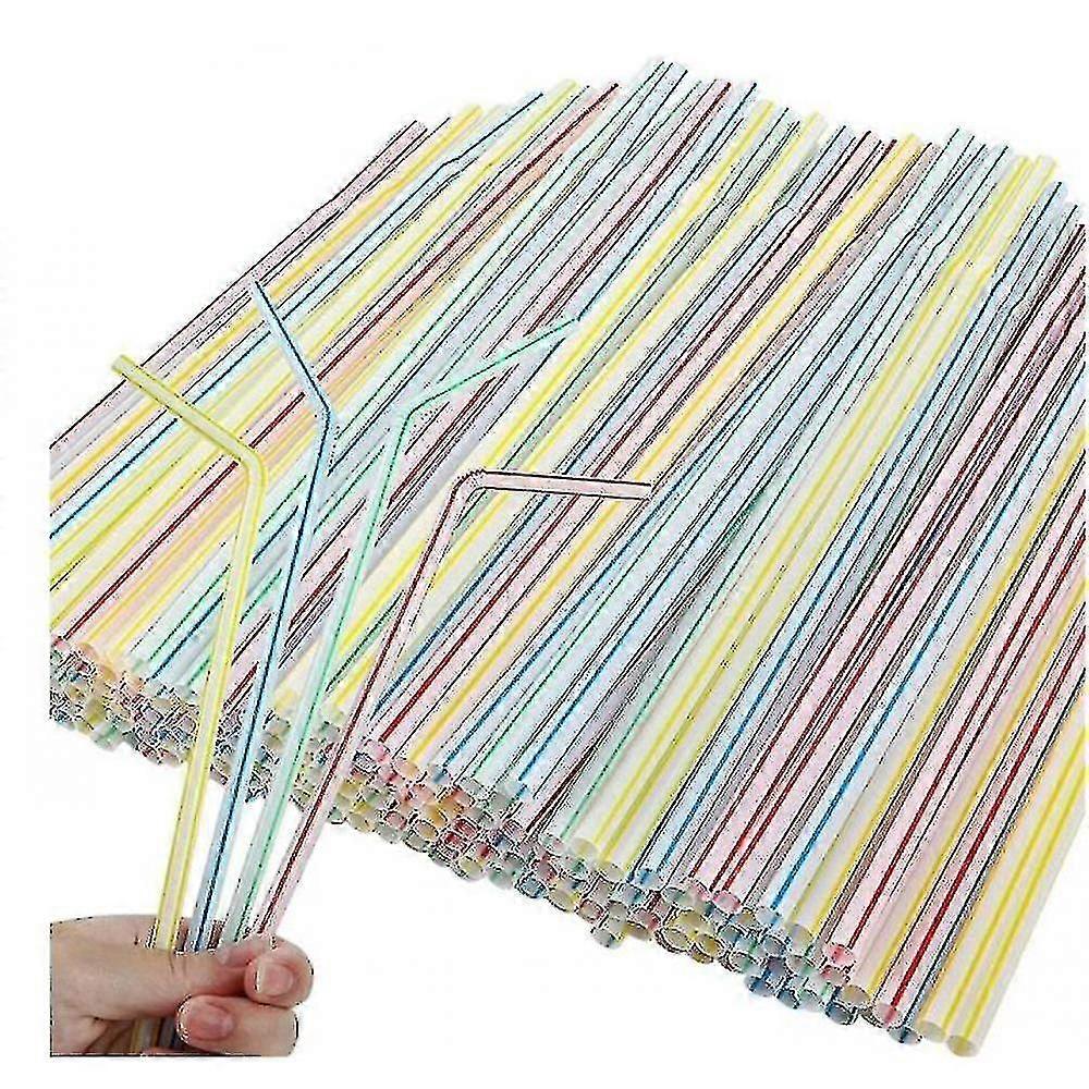 200 Plastic Straws Multicolor