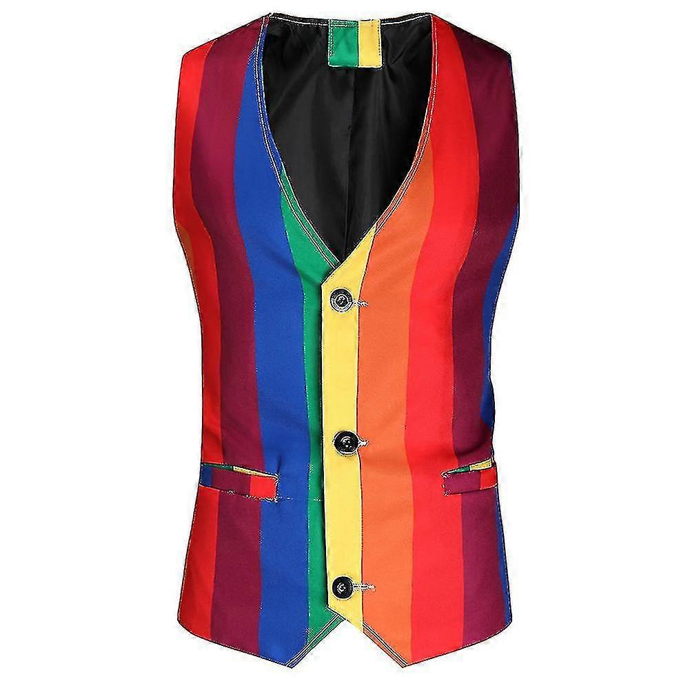 Chaleco delgado casual de rayas arco iris para hombres