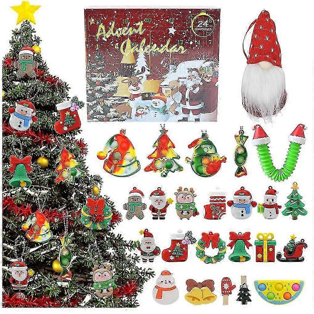 Christmas Double-sided Blind Box Set Diy Decompression Venting Sensory Toys 24-day Countdown Gift Box