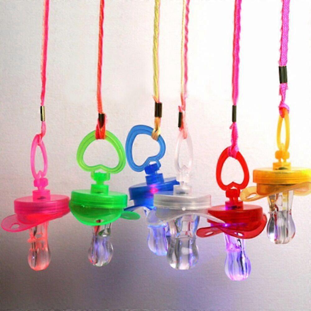 12 Pcs Light Up Pacifiers LED Party Glow Whistle Flashing Lanyard Party Wave