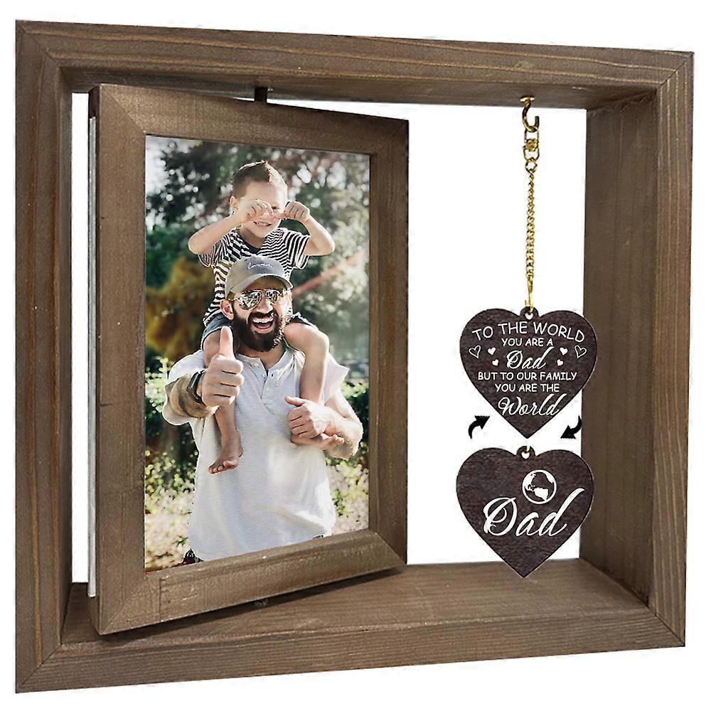 Double Sided Wooden Rotating Photo Frames with DIY Word Heart Charm 210x230x15mm