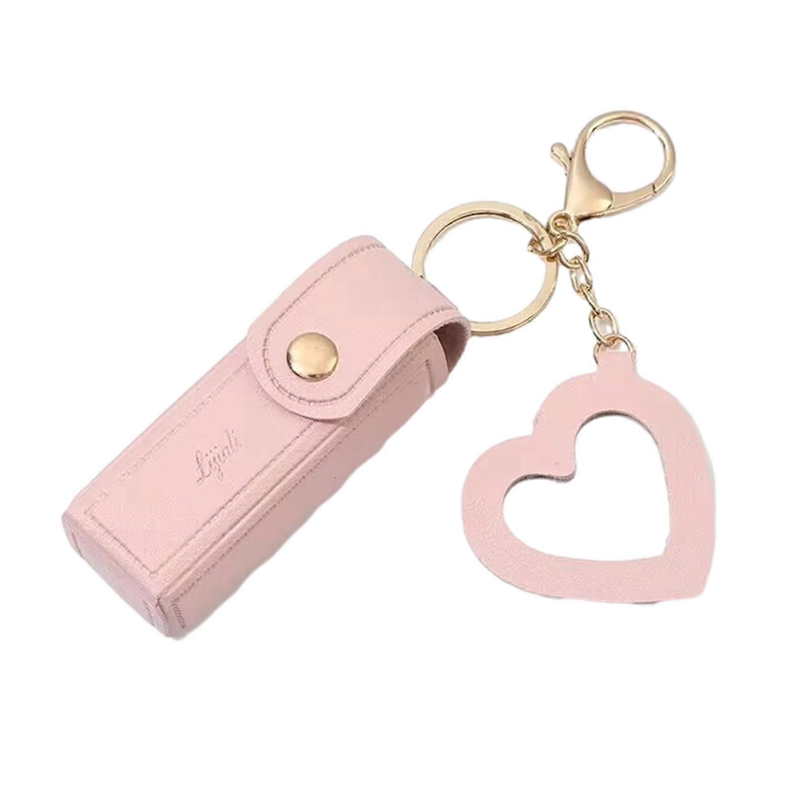 PU Leather Chapstick Holder Bulk, Potable Chapstick Holder Key Chain With Mirror, Lip Gloss Keychain Holder For Women