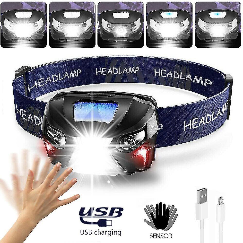 Waterproof Headlight Super Bright Head Torch Led Usb Rechargeable Headlamp Fish